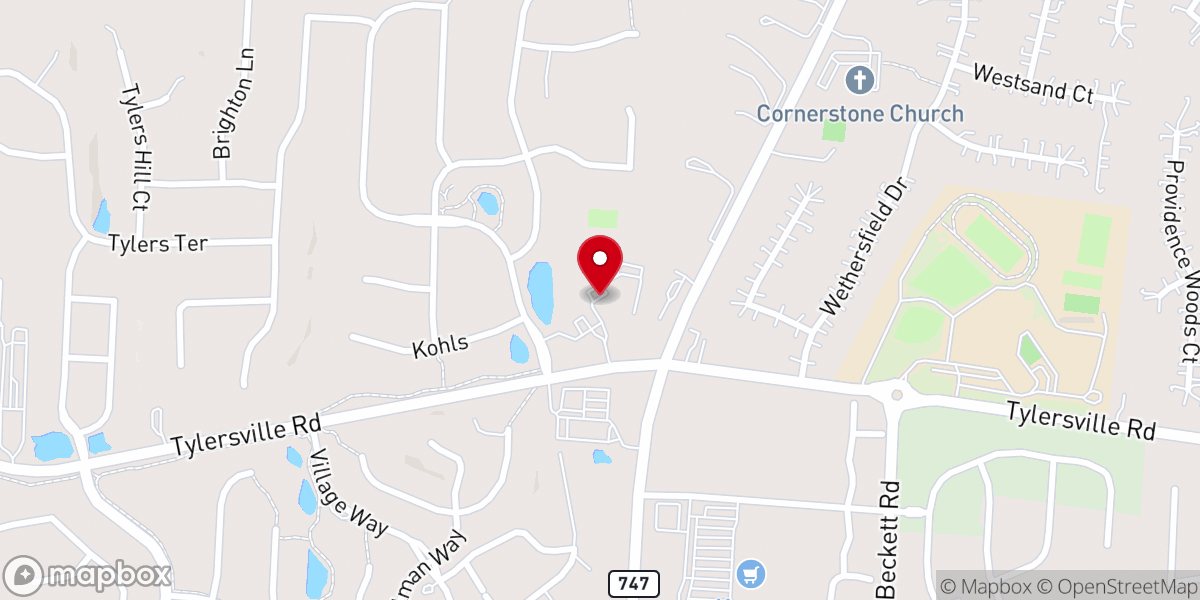 Map showing location of Tri-County Church of the Nazarene