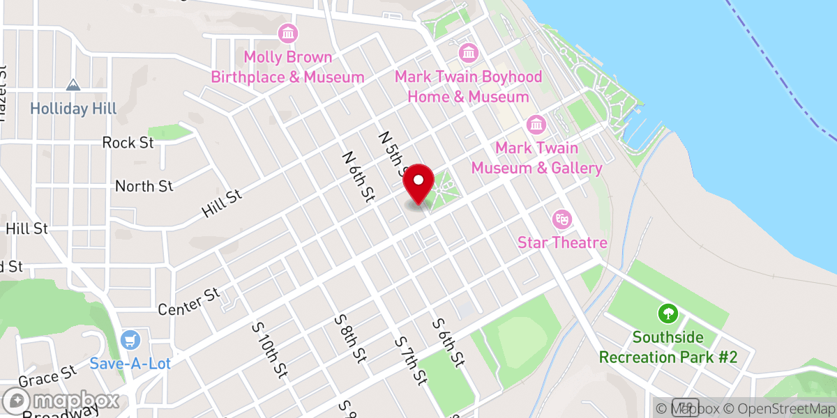 Map showing location of Fifth Street Baptist Church