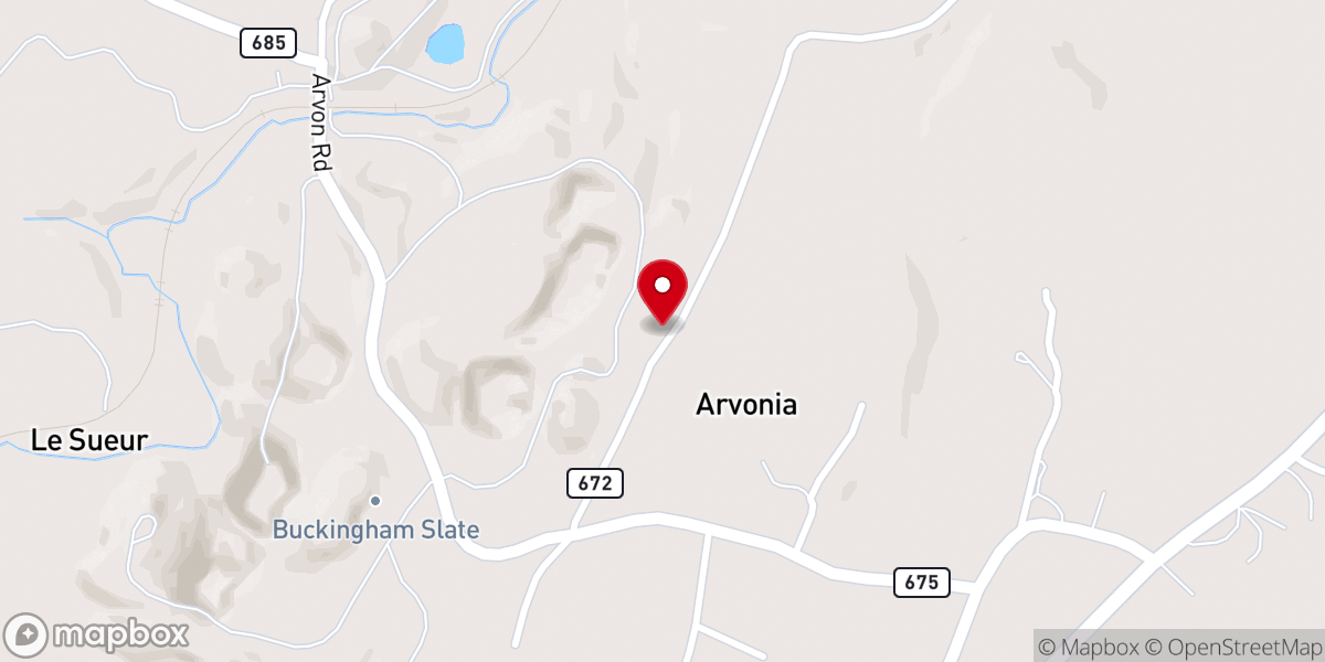 Map showing location of Arvon Presbyterian Church