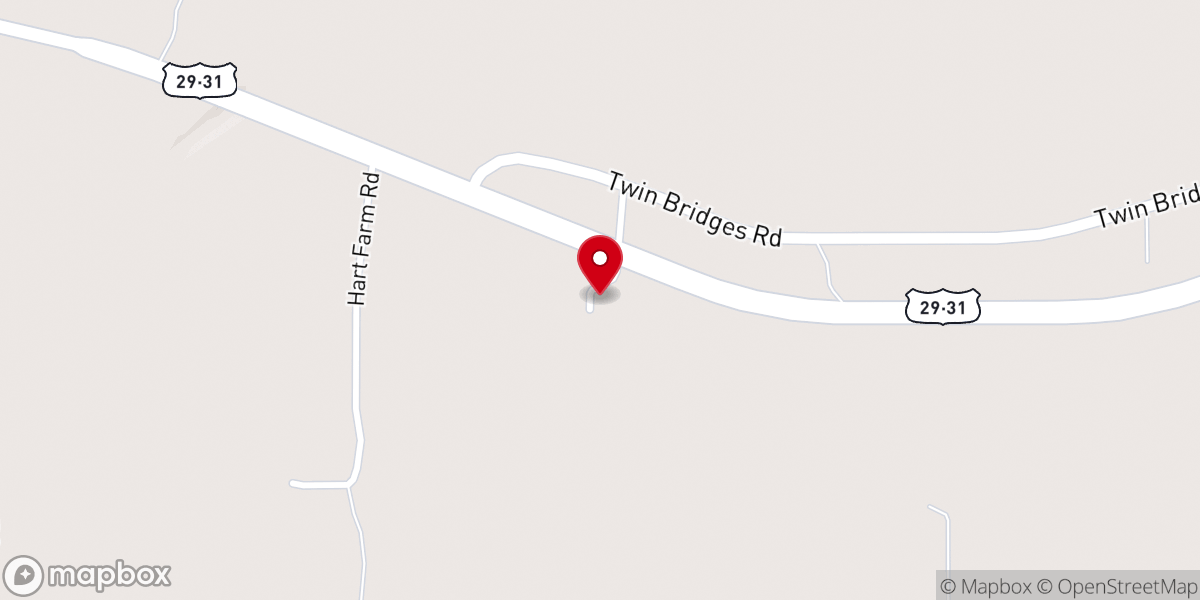 Map showing location of Fannie Baptist Church