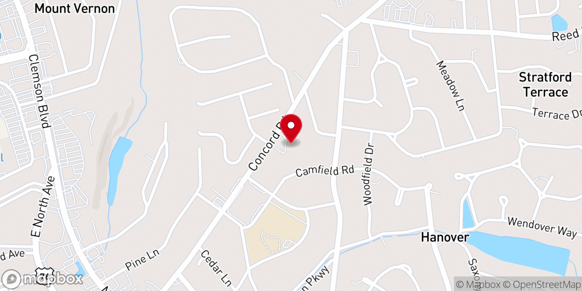 Map showing location of Concord Community Church