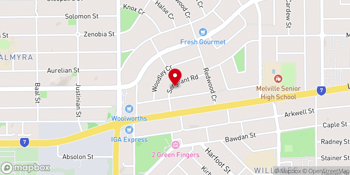 Map showing location of Melville Baptist Church