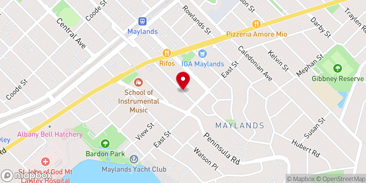 Map showing location of Maylands Baptist Church
