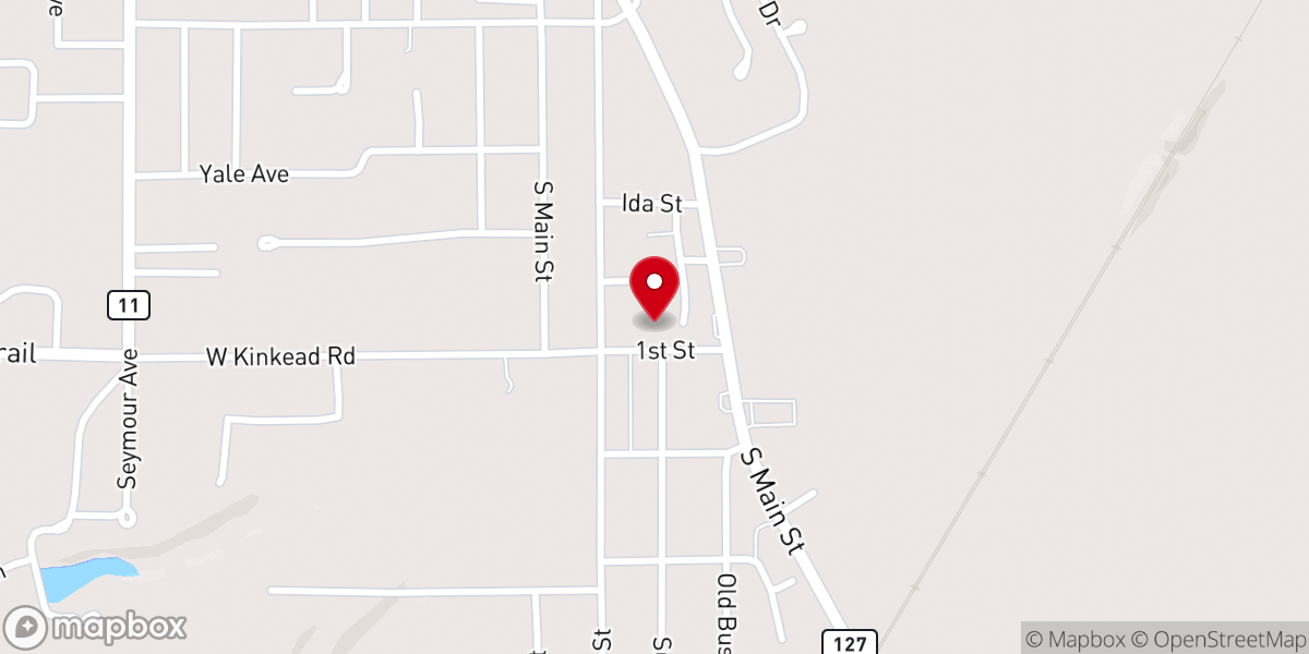 Map showing location of 1st Baptist church