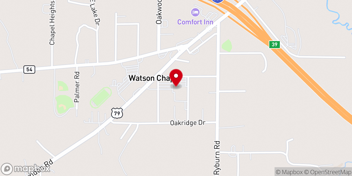 Map showing location of Watson Chapel Baptist Church