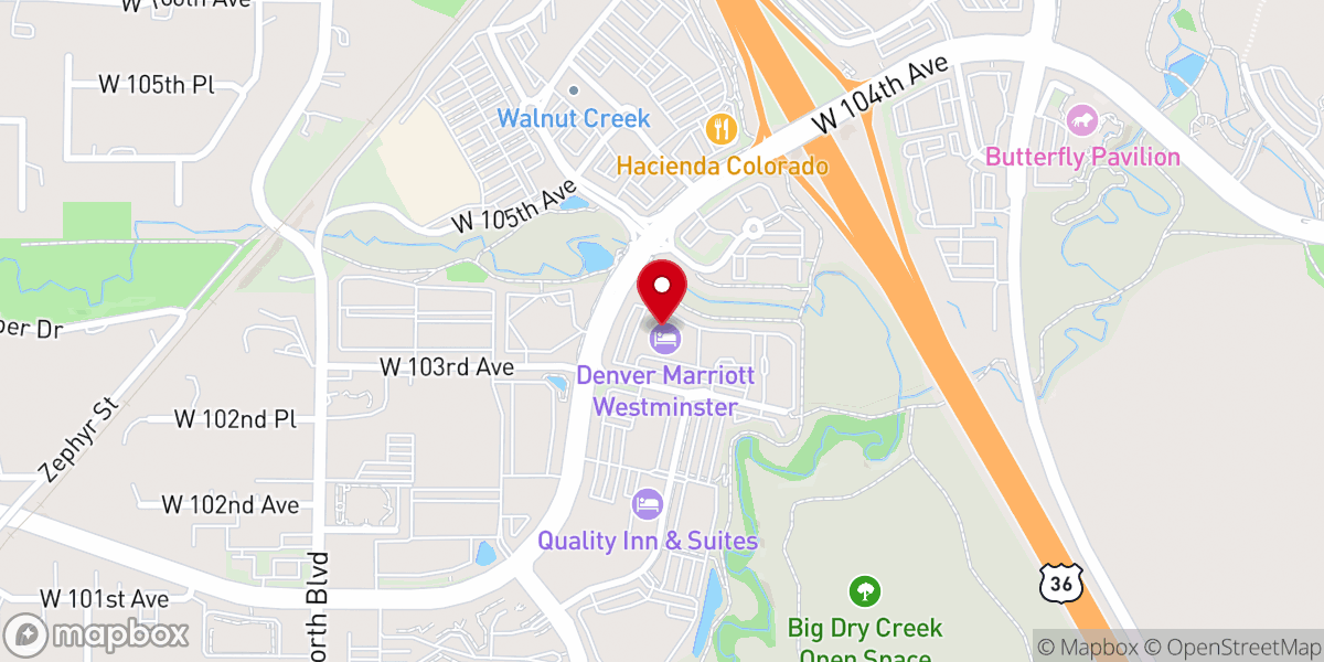 Map showing location of Denver Marriott Westminster