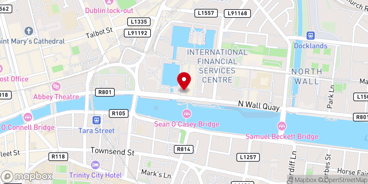 Map showing location of EPIC The Irish Emigration Museum