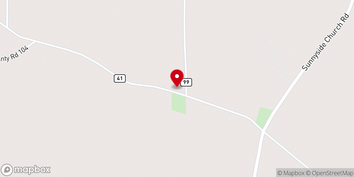 Map showing location of Oak Grove Baptist Church