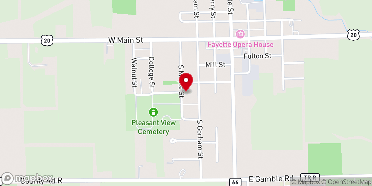 Map showing location of New Beginnings Ministries of Fayette, Ohio