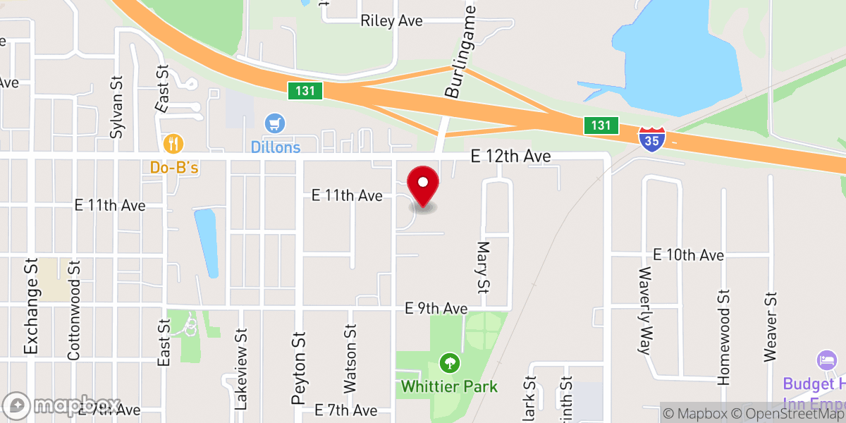 Map showing location of Emporia Rescue Mission (Abundant Harvest)
