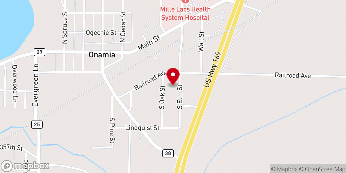 Map showing location of Onamia Alliance Church