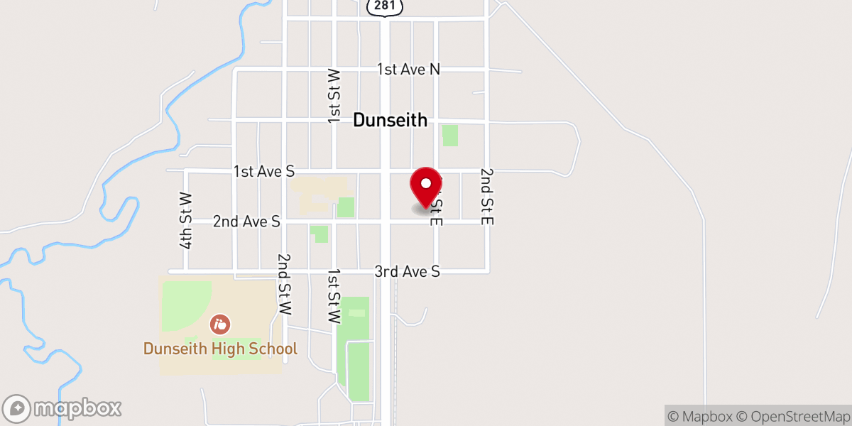 Map showing location of Dunseith Church of God