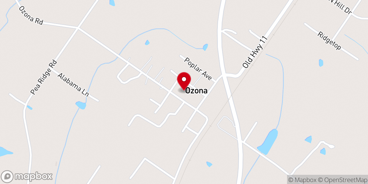 Map showing location of First Baptist Church of Ozona