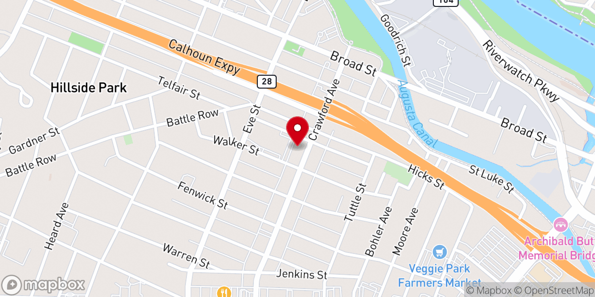 Map showing location of Crawford Avenue Baptist Church