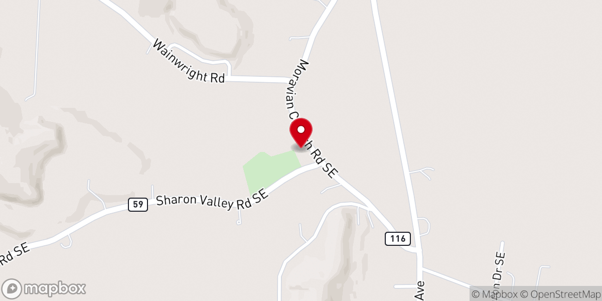 Map showing location of Sharon Moravian Church