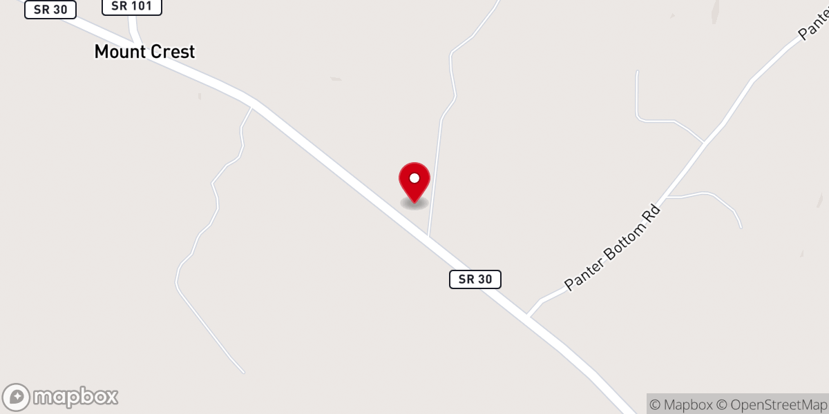 Map showing location of Mt. Crest Methodist Church