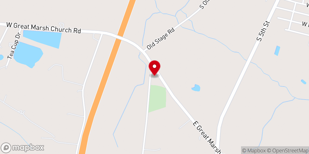 Map showing location of Great Marsh Baptist Church