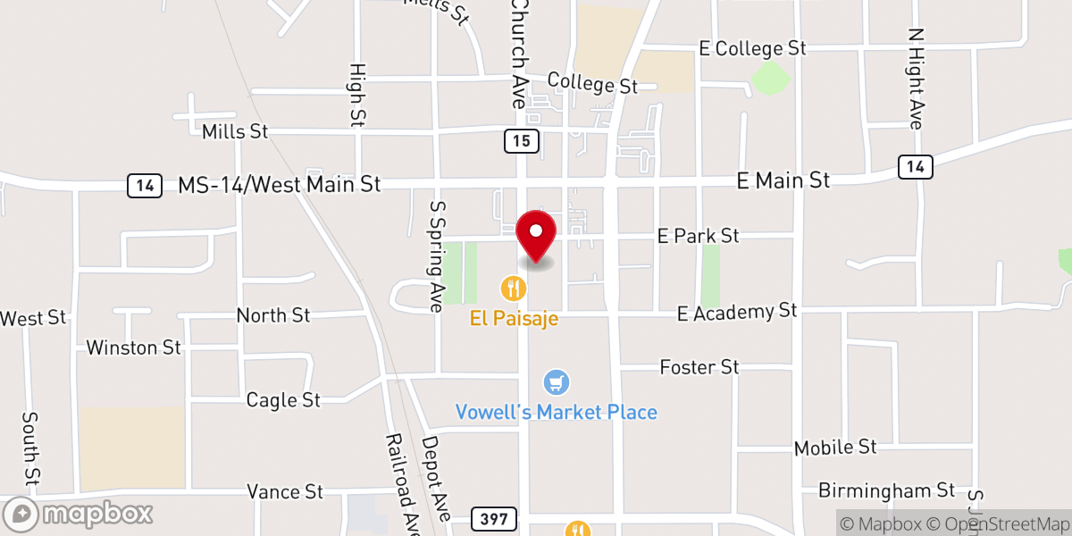 Map showing location of First Baptist Church