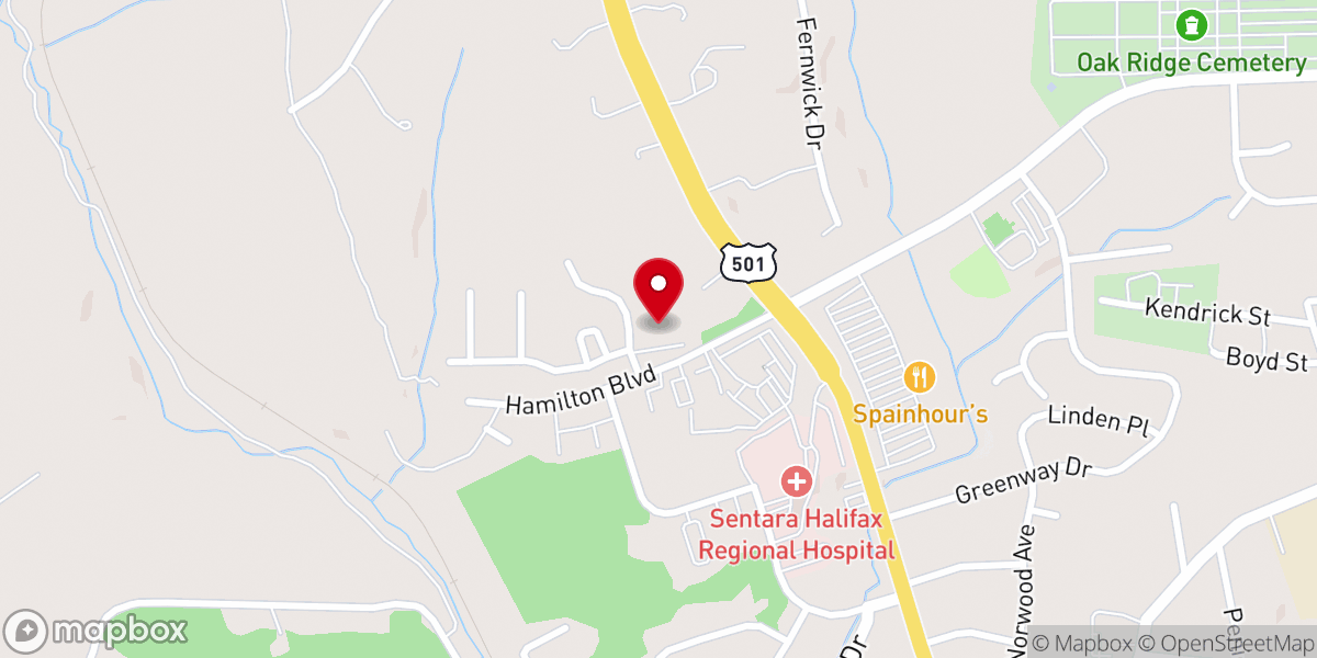 Map showing location of Commonwealth Senior Living at South Boston