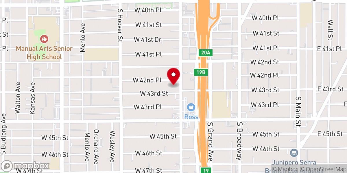 Map showing location of Mt. Moriah Missionary Baptist Church of Los Angeles
