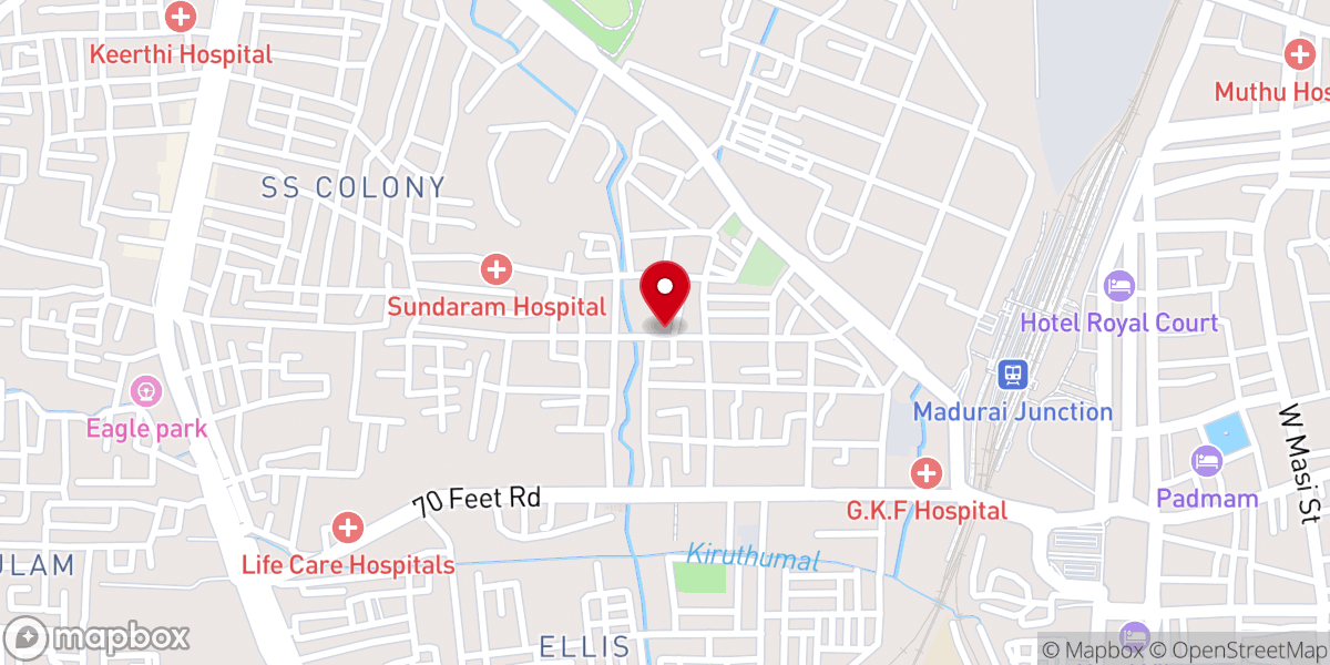Map showing location of The Pentecostal Mission, Mahapupalayam, Madurai