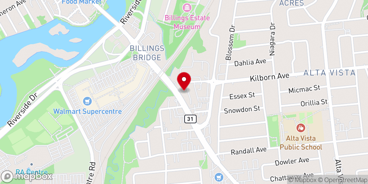 Map showing location of Ottawa Wedding Officiants