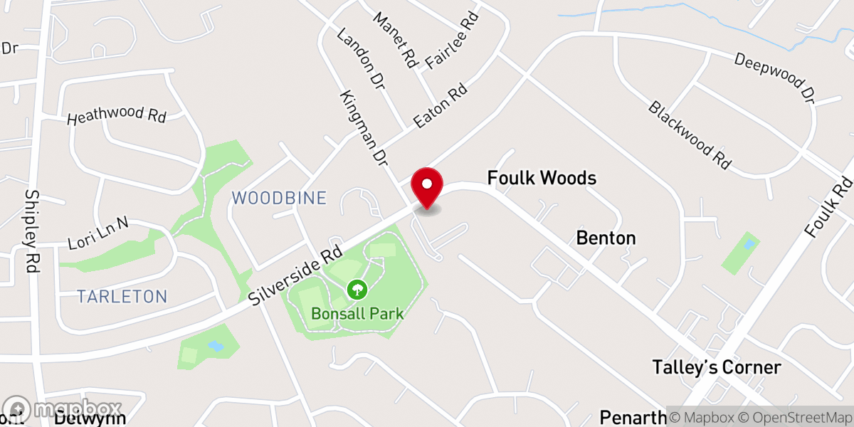 Map showing location of Silverside Church