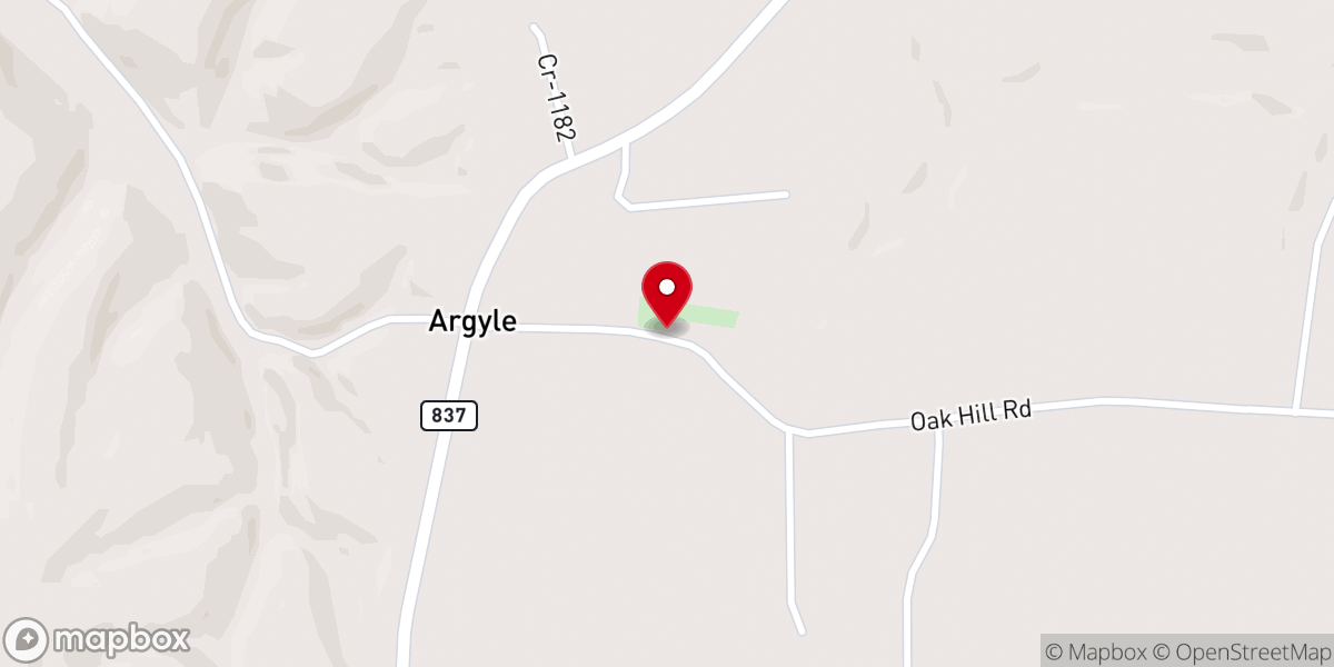 Map showing location of Valley Oak Baptist Church