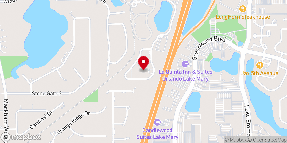 Map showing location of Grand Living Park at Lake Mary
