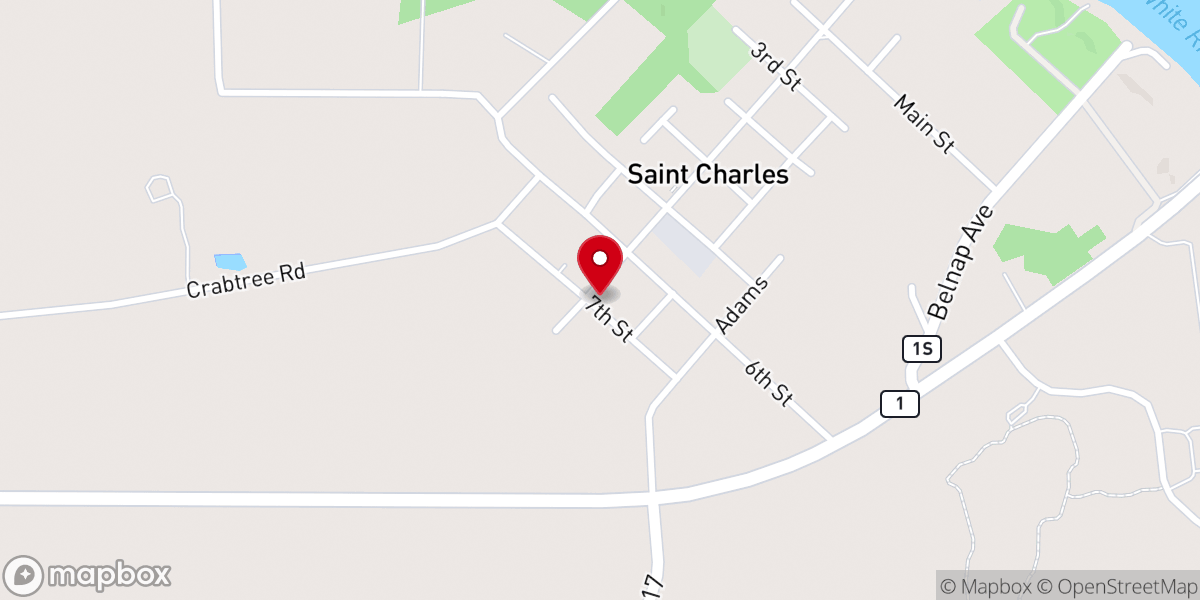 Map showing location of First Baptist Church of St Charles