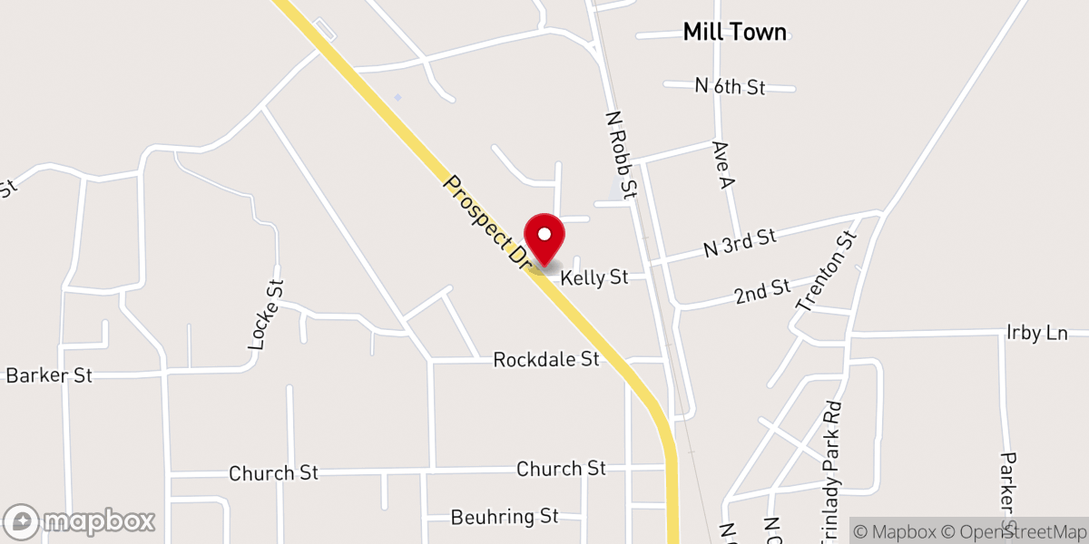 Map showing location of Calvary Baptist Church