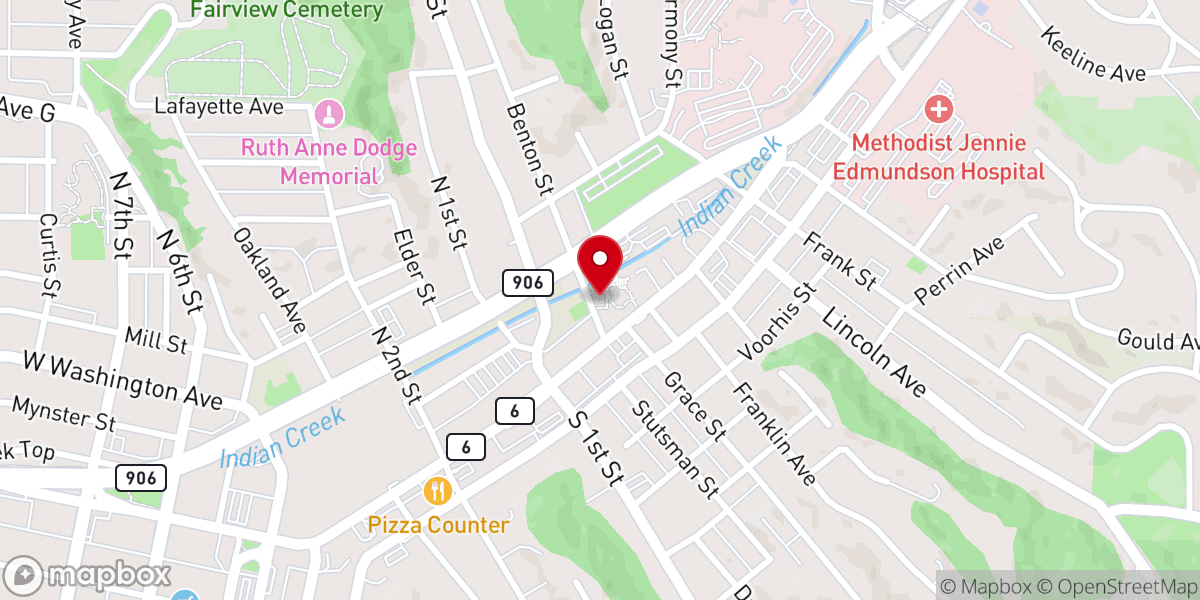 Map showing location of Kanesville Tabernacle