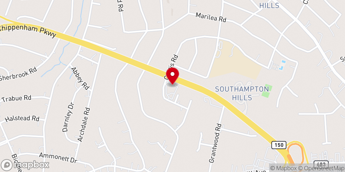 Map showing location of St. Luke Lutheran Church