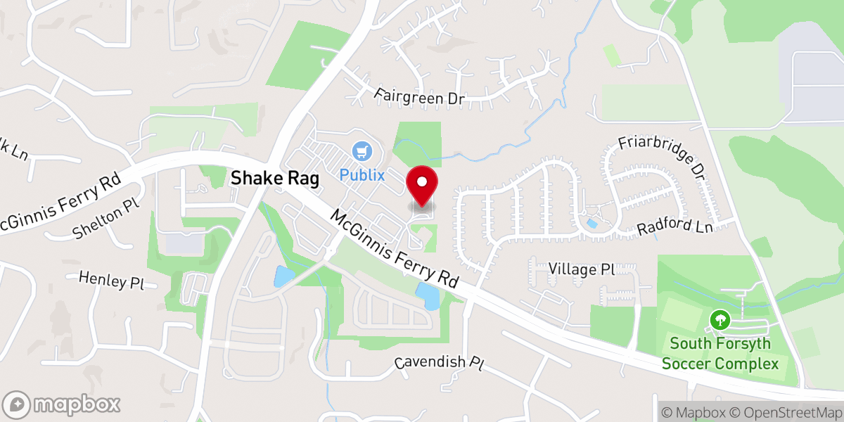Map showing location of Johns Creek Korean Church/ 쟌스크릭 한인교회