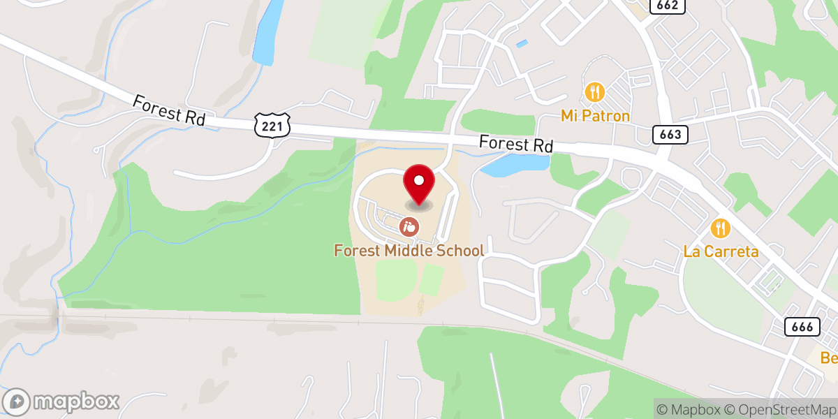 Map showing location of Bedrock Church Forest
