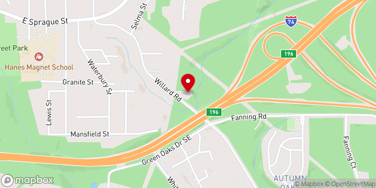 Map showing location of Calvary Chapel Baptist Church