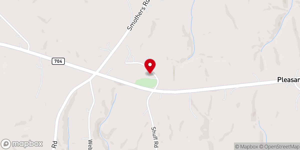 Map showing location of Pleasantville Primitive Baptist Church