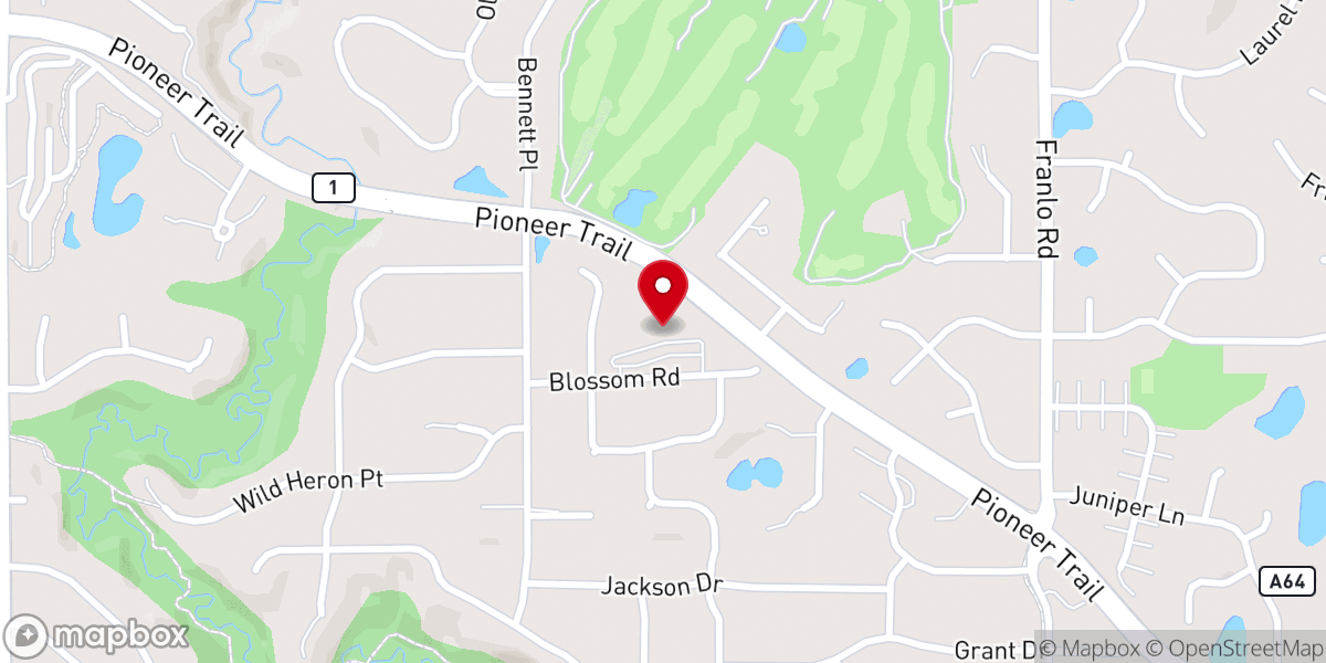 Map showing location of Prairie Lutheran Church