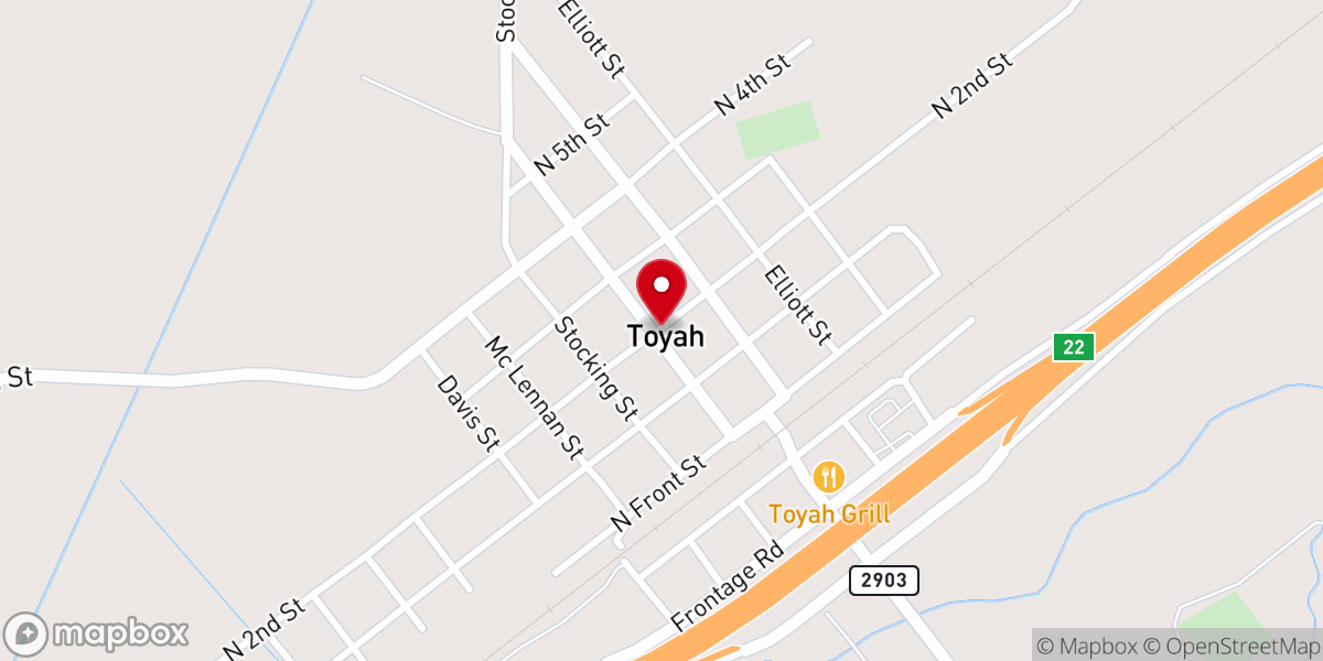 Map showing location of Toyah