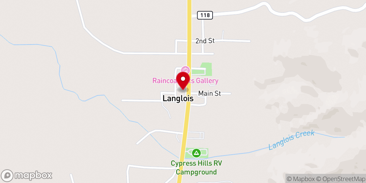 Map showing location of Langlois Community Church
