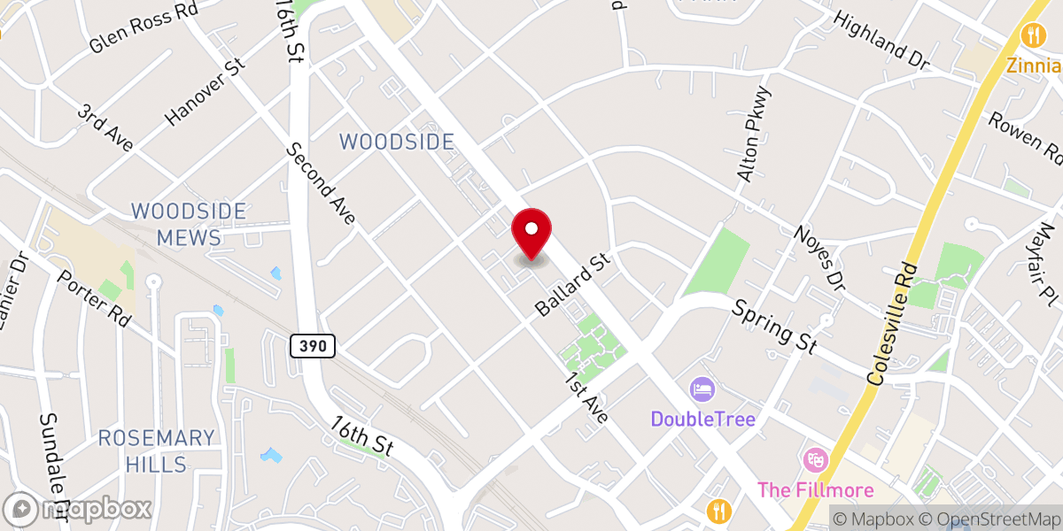 Map showing location of Woodside United Methodist Church