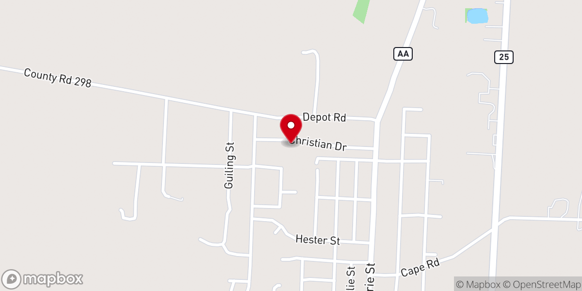Map showing location of First General Baptist Church