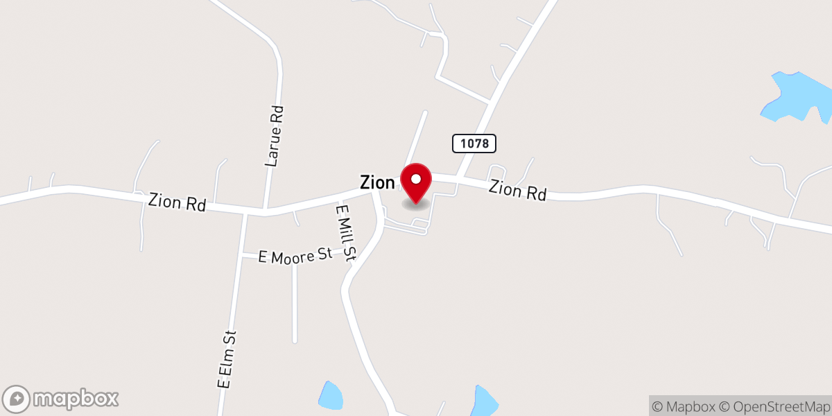 Map showing location of Zion Baptist Church