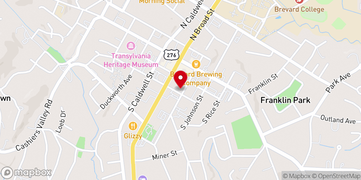 Map showing location of First Baptist Church of Brevard North Carolina Foundation Inc