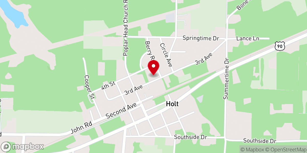 Map showing location of Holt Assembly of God Church
