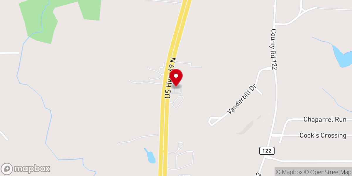 Map showing location of Vanderbilt Baptist Church