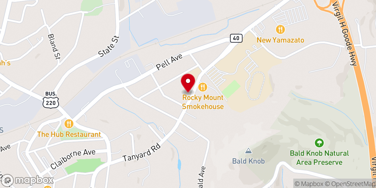 Map showing location of Rocky Mount First Church of The Brethren