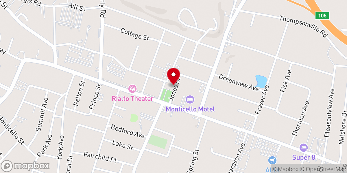Map showing location of First Church of Monticello, Presbyterian