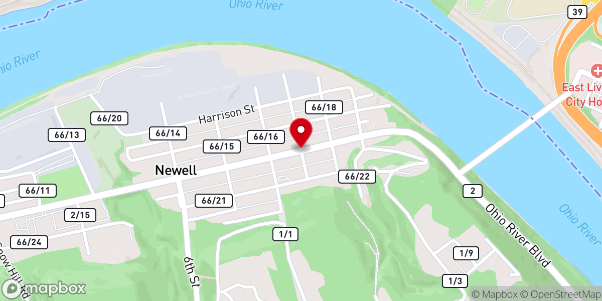 Map showing location of Fellowship Hall of Church of the Nazarene, Newell