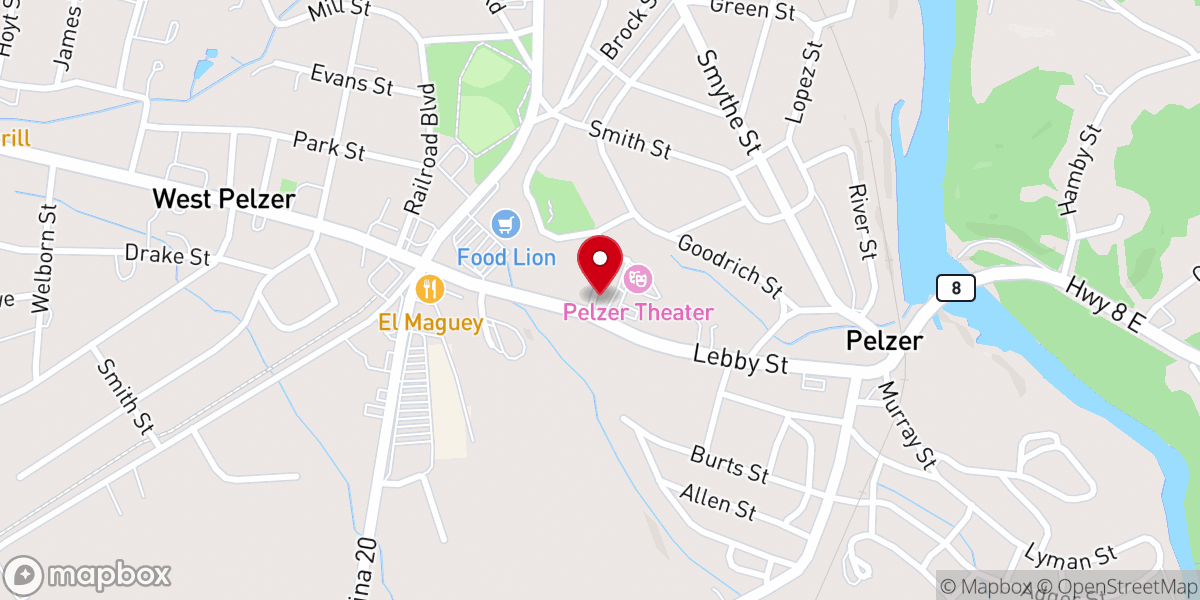 Map showing location of Pelzer United Methodist Church